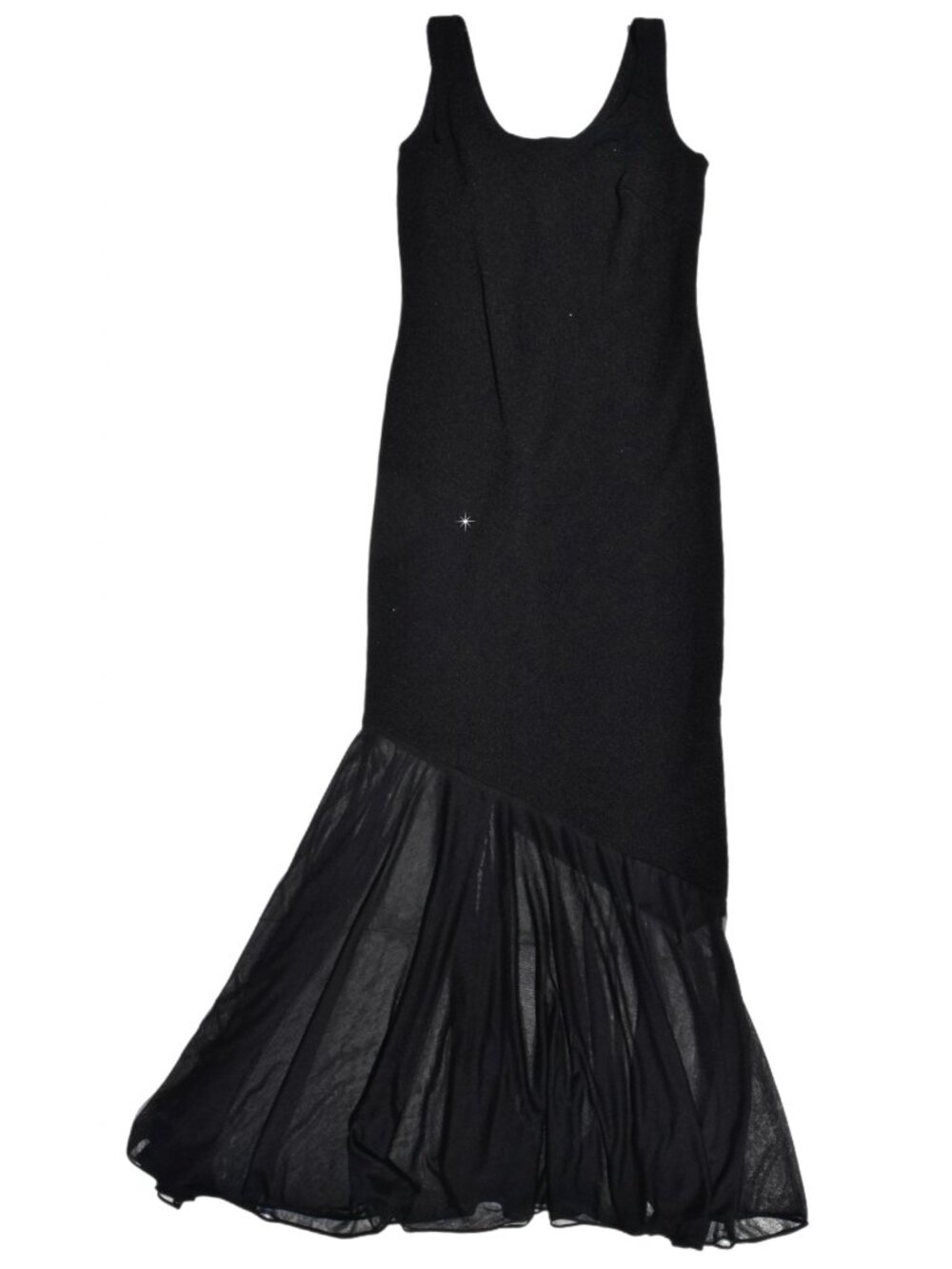 Vintage Late 80s 90s Black Formal  Drop Waist Maxi Gown